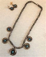 Jewelry: Mexican Sterling Squash Blossom Set