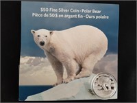 2014 Canadian $50 for $50 Polar Bear Silver Coin