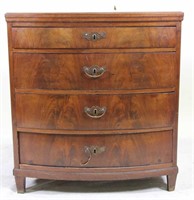 19th CENTURY BURLED MAHOGANY FOUR DRAWER CHEST