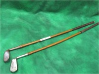 2 EARLY WOODEN SHAFT GOLF CLUBS EARLY