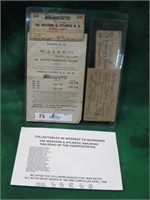 WESTERN ATLANTIC RAILROAD TICKETS & PAPERS