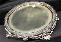 ANTIQUE SILVER PLATED MIRRORED PLATEAU