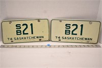 Pair of 1974 Saskatchewan school bus license