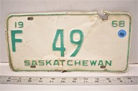 1968 Saskatchewan Farm license plate