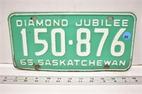 1965 Saskatchewan license plate - Diamond Jubilee