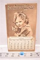 1953 small "Pet Lover's" calendar (January to