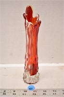 Small red/clear art glass vase