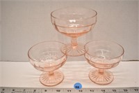 3 pink depression glass sorbet cups *SC