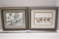 Bernie Brown framed pictures - "Potty Break" and