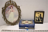 Assorted décor items - two pictures & jewellery