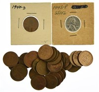 Bog of 30 +/- Lincoln Wheat Cents - Various Dates