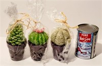 3 grosses chandelles de Cactus avec pot NEUVES