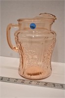 Pink Mayfair pattern depression glass pitcher