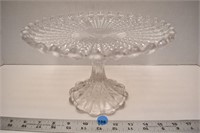 Unmarked pressed glass pedestal cake plate