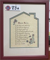 FRAMED PRINT "HOUSE RULES"