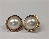 14k yellow gold Large Mabe Pearl Earrings