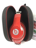 Écouteur rouge sans fil Beats & étui avec "zipper"