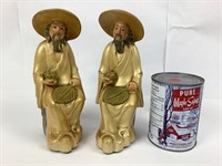 2 statuettes orientales en céramique peint