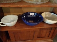 Large blue bowl, FireKing mixing bowl, other bowl