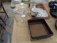 Casserole dish, covered dish, cups, misc