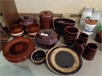 Mixed set of misc brown stoneware