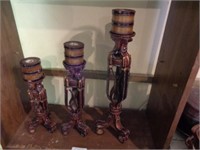 3pc western theme candles & holders