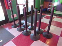 Nine Assorted Crowd Control Poles