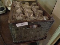 Wood crate w/12 midwest milk jars