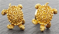 Vintage 18K Yellow Gold Turtle Motif Cufflinks