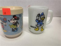 2 Disney Mugs Plastic & Glass