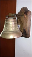 Brass bell was/ wall hanger bell is 5” diam