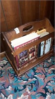 Wooden magazine rack collector books  & contents