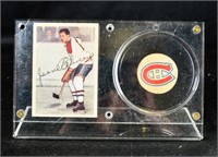 1970'S CANADIENS NHL PUCK-BELIVEAU RC DISPLAY