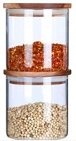2 - Borosilicate Glass Storage Jars w/ Wooden Lids