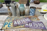 Oil Bottle, Canning Jars, License Plates