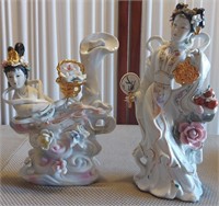 818 - PAIR OF ASIAN PORCELAIN FIGURINES MAX 12"H