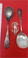 Sterling Silver Spoons and Money Clip. 47.3958