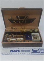 Jewelry Box with Assorted Cuff Links and More