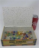 Cigar box of marbles.