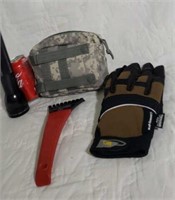 First Aid Camo Kit. Gloves , Maglight and