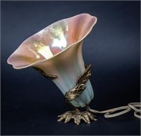 Bronze Steuben Style Flower Table Lamp
