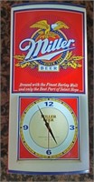 Miller beer clock, illuminated, 24" works