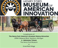 4 Tickets to The Henry Ford Museum