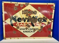 Diamond Gasoline 2 sided porcelain sign