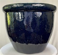 One of Two Large Glazed Garden Pots
