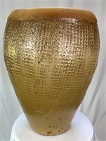 Basket Weave Impressed Tall Glazed Garden Pot