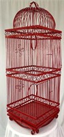 Tall Red Metal Bird Cage