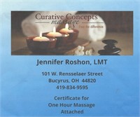 Curative Concepts 1 Hour Massage