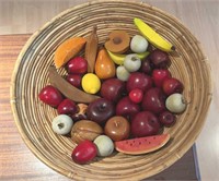 Woven Basket of Wood Fruit