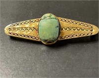 Antique Hand-Made Gold and Scarab Pin